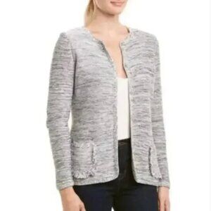 J. McLaughlin Knit Fringe Shacket, Marled Grey - XS